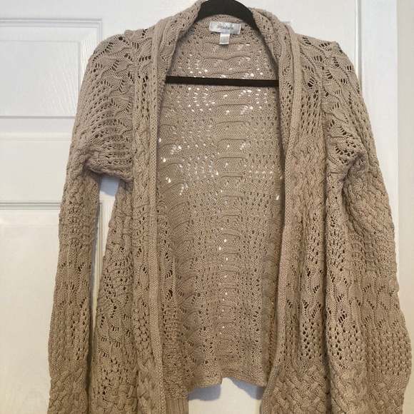 Dress Barn Sweaters - Dress Barn Women's Tan Lace open front Cardigan Sweater - Size Large